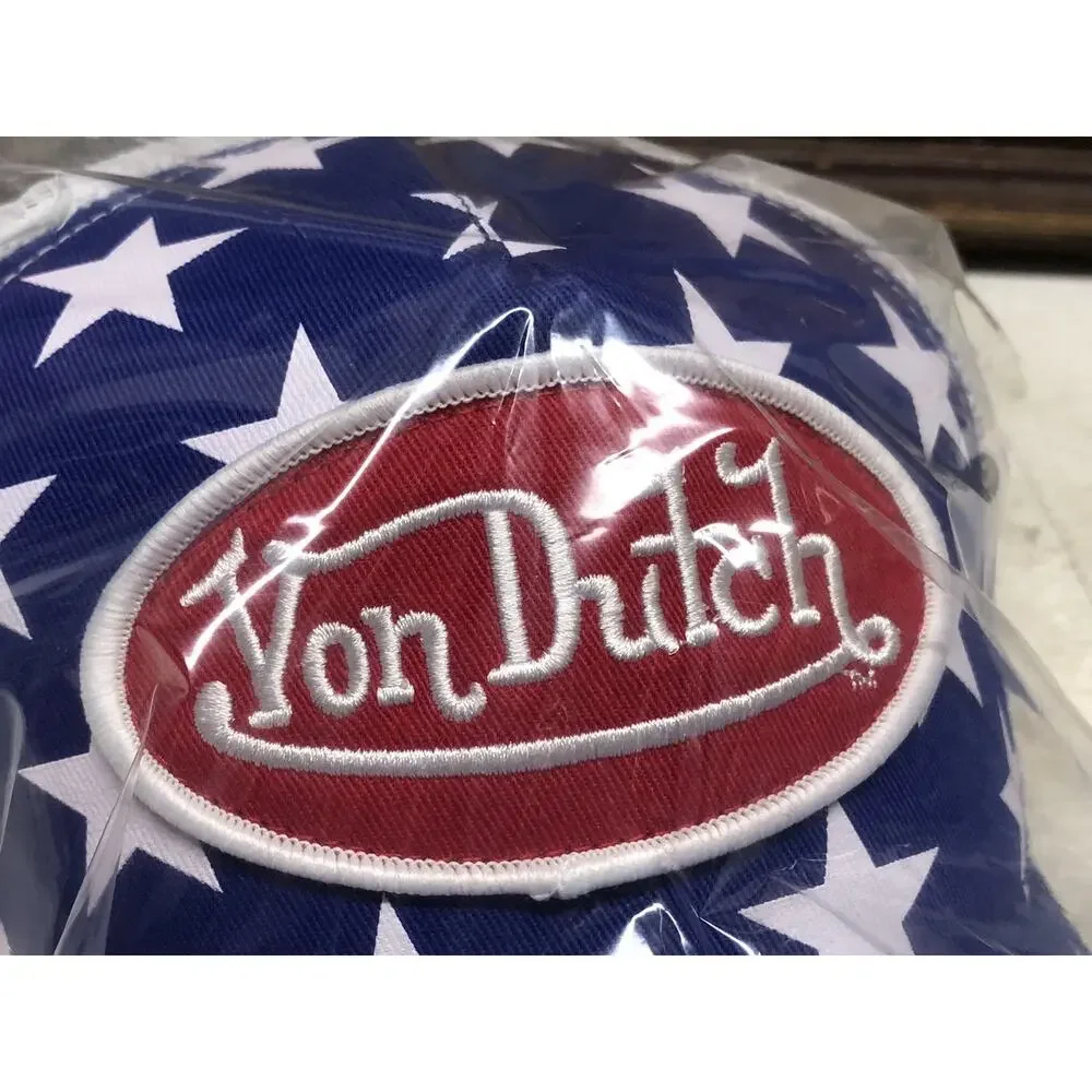 Von Dutch Blue White Stars Mesh Adjustable Snapback Trucker Hat Designer